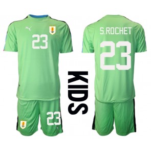 Uruguay Sergio Rochet #23 Målvakt kläder Barn VM 2022 Hemmatröja Kortärmad (+ korta byxor)